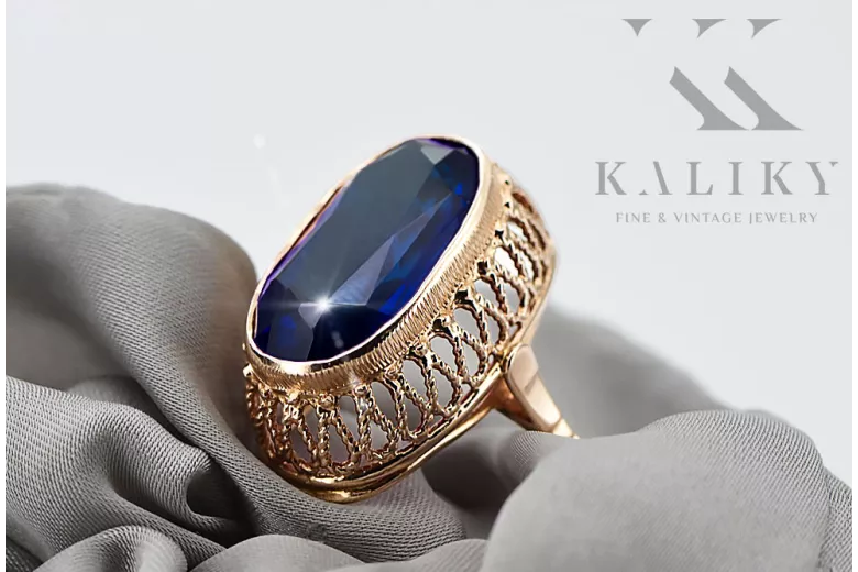 Sapphire Original Vintage 14K Rose Gold Ring Vintage style vrc129r